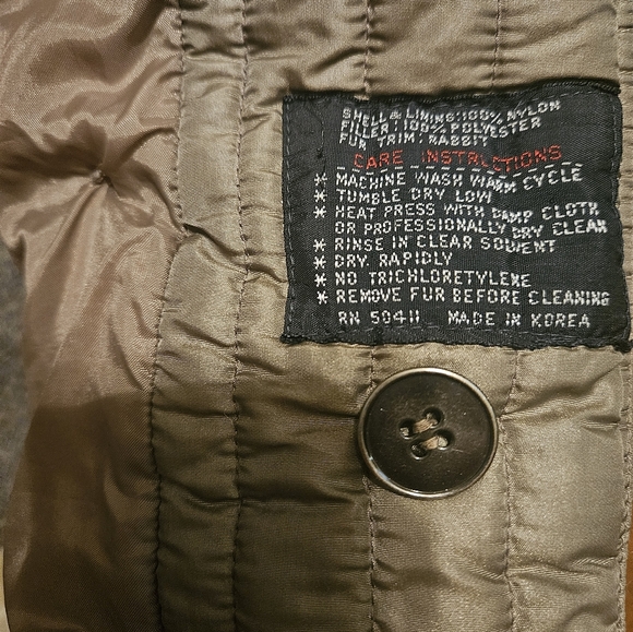 VINTAGE SIZE 12 60'S PUFFER JACKET GREY-GREEN COLOR - Picture 12 of 16